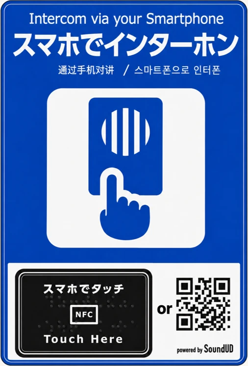 NFCとQRコードを備えた青いSoundUDトリガーボード